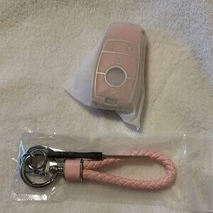 Pink Key Fob Cover with Braided Keychain